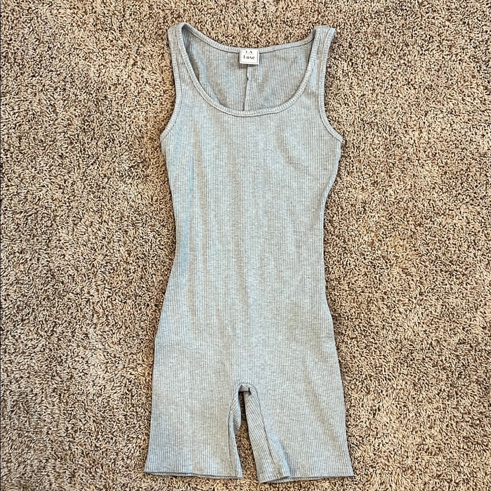 Gray Sleeveless Ribbed Bodysuit
